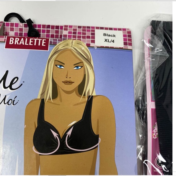🦋 Slim Me Memoi Black Bra Set of 2! NWT L XL Sassybax style No bulge Bra - Picture 4 of 11